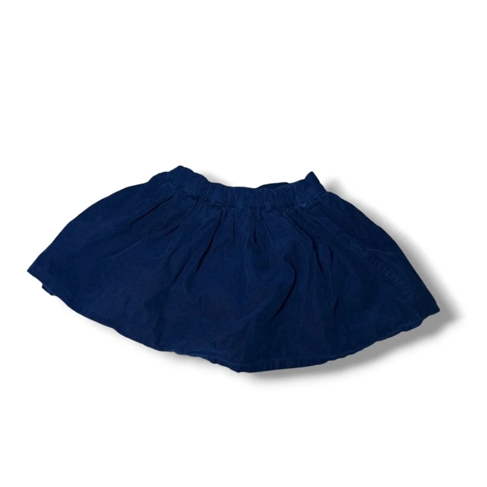Mini Boden Corduroy Skirt Kids 2-3Y Navy Blue Bear Patch Cotton School Play Fall